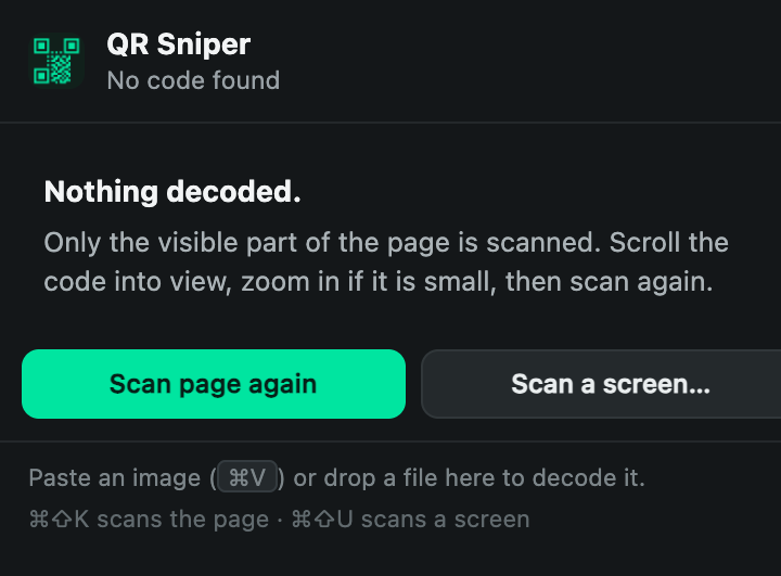 QR Sniper popup